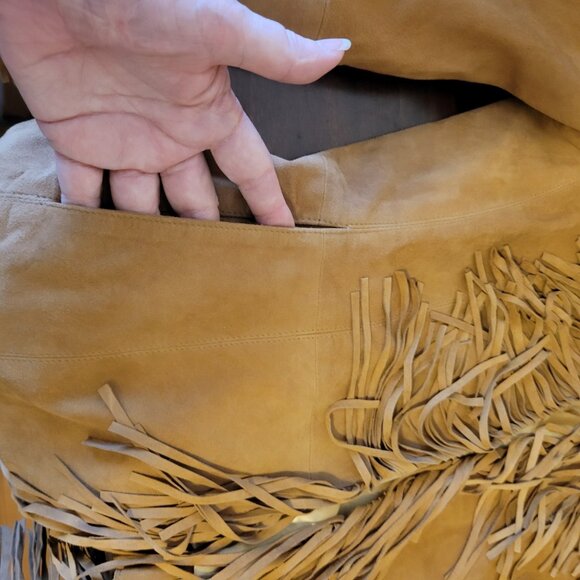 Women’s Tan Suede Boho Western Fringe International Concepts Jacket Size S NWT - Picture 6 of 11